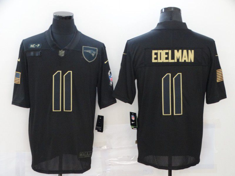 Men New England Patriots #11 Edelman Black gold lettering 2020 Nike NFL Jersey->new england patriots->NFL Jersey